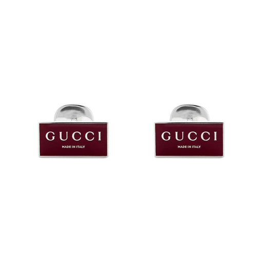 Gucci Trademark Enamel & Silver Rectangular Cufflinks YBE814965001 Cufflinks & Accessories Gucci