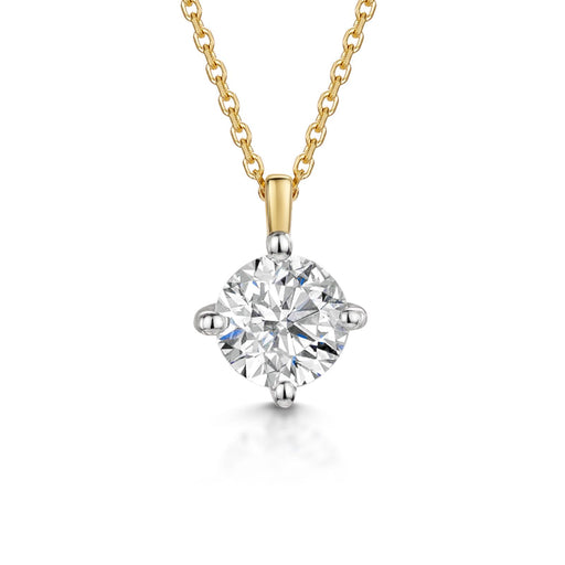 18ct Yellow & White Gold Brilliant-Cut F/G Si Diamond Solitaire Pendant 0.60ct Necklace Michael Spiers   