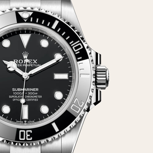 Rolex Submariner in Oystersteel with a Black dial, Unidirectional rotatable 60-minute graduated, scratch-resistant Cerachrom insert in black ceramic, numerals and graduations coated in platinum bezel, Oyster, three-piece solid links bracelet
