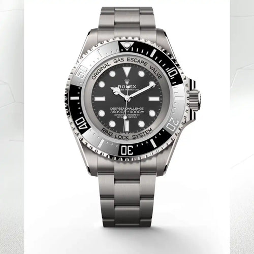Rolex Deepsea Challenge in RLX titanium with a Intense black dial, Unidirectional rotatable 60-minute graduated, scratch-resistant Cerachrom insert in ceramic, numerals and graduations coated in platinum bezel, Oyster, three-piece solid links bracelet