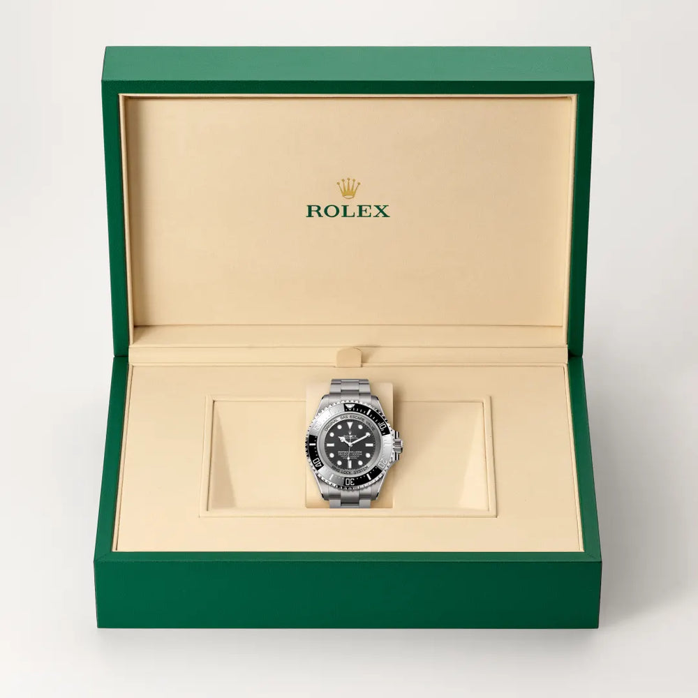 Rolex Deepsea Challenge in RLX titanium with a Intense black dial, Unidirectional rotatable 60-minute graduated, scratch-resistant Cerachrom insert in ceramic, numerals and graduations coated in platinum bezel, Oyster, three-piece solid links bracelet