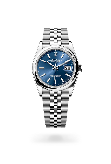 Rolex Datejust 36 in Oystersteel with a Bright blue dial, Domed bezel, Jubilee, five-piece links bracelet