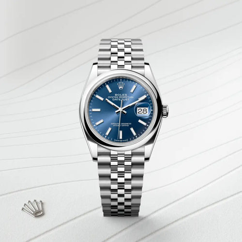 Rolex Datejust 36 in Oystersteel with a Bright blue dial, Domed bezel, Jubilee, five-piece links bracelet