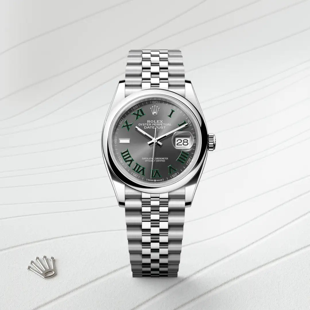Rolex Datejust 36 in Oystersteel with a Slate dial, Domed bezel, Jubilee, five-piece links bracelet