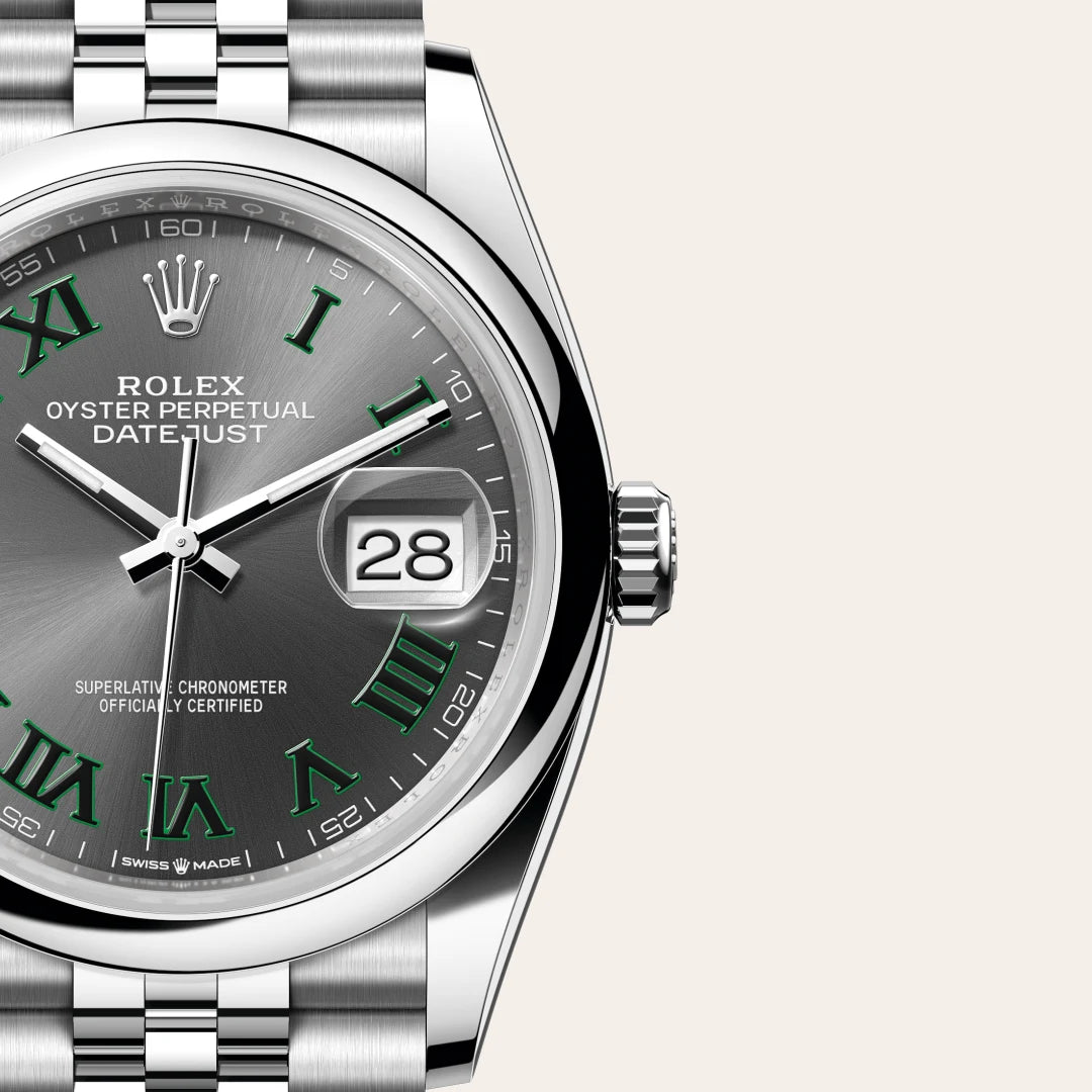 Rolex Datejust 36 in Oystersteel with a Slate dial, Domed bezel, Jubilee, five-piece links bracelet