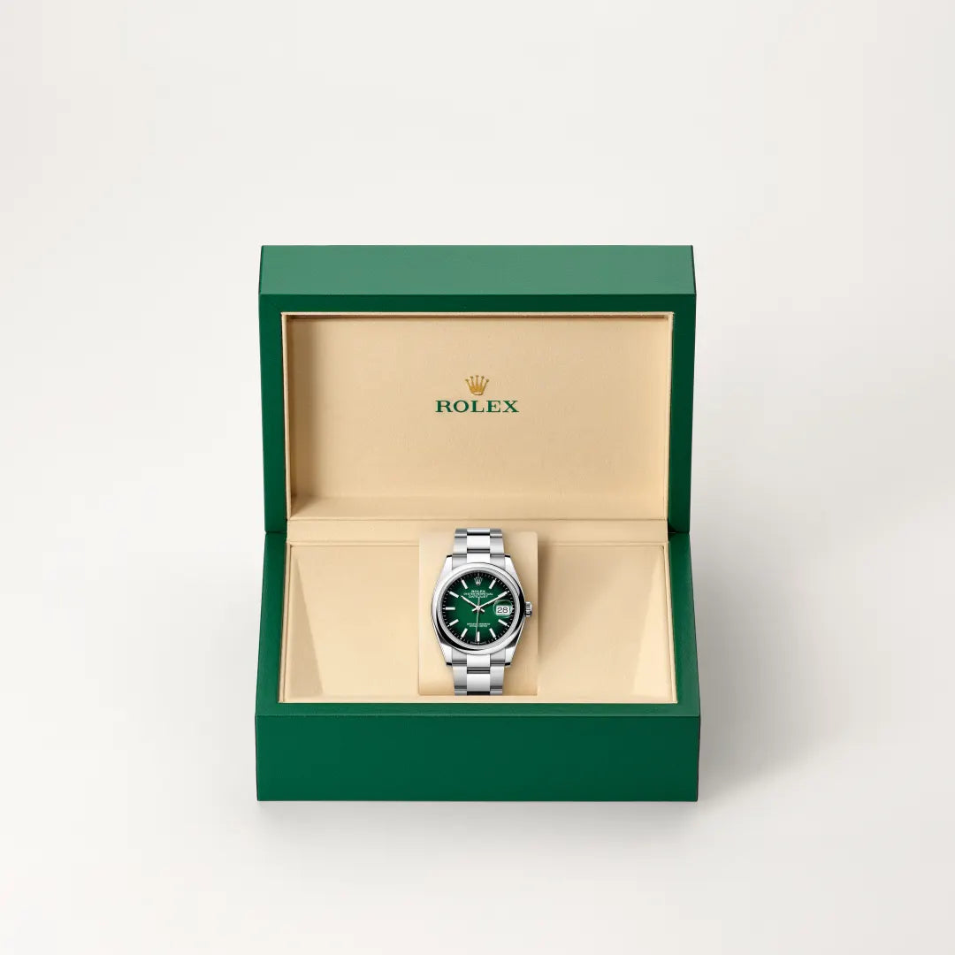 Rolex Datejust 36 in Oystersteel with a Green ombré dial, Domed bezel, Oyster, three-piece solid links bracelet