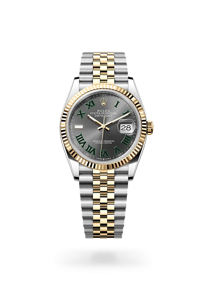 Rolex Datejust 36 in Yellow Rolesor - combination of Oystersteel and yellow gold with a Slate dial, Fluted bezel, Jubilee, five-piece links bracelet