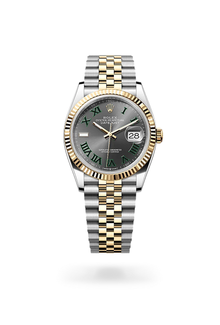 Rolex Datejust 36 in Yellow Rolesor - combination of Oystersteel and yellow gold with a Slate dial, Fluted bezel, Jubilee, five-piece links bracelet