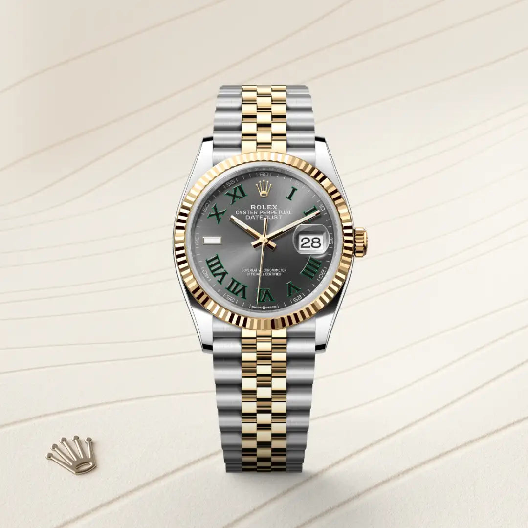 Rolex Datejust 36 in Yellow Rolesor - combination of Oystersteel and yellow gold with a Slate dial, Fluted bezel, Jubilee, five-piece links bracelet
