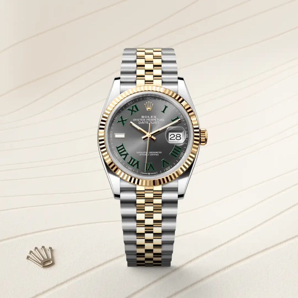 Rolex Datejust 36 in Yellow Rolesor - combination of Oystersteel and yellow gold with a Slate dial, Fluted bezel, Jubilee, five-piece links bracelet