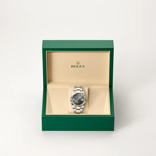 Rolex Datejust 36 in Yellow Rolesor - combination of Oystersteel and yellow gold with a Slate dial, Fluted bezel, Oyster, three-piece solid links bracelet