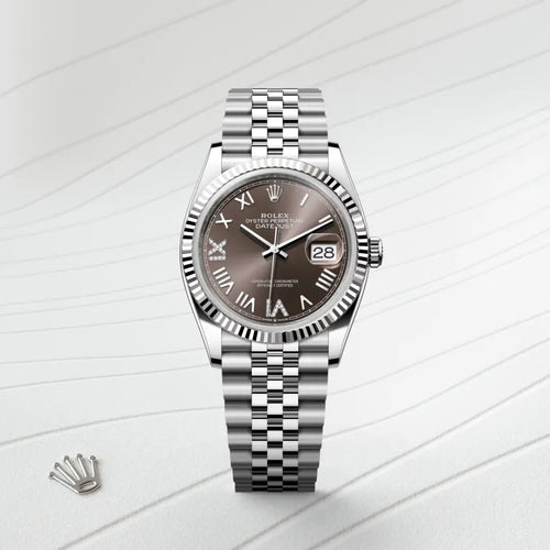 Rolex Datejust 36 in White Rolesor - combination of Oystersteel and white gold with a Dark grey set with diamonds dial, Fluted bezel, Jubilee, five-piece links bracelet