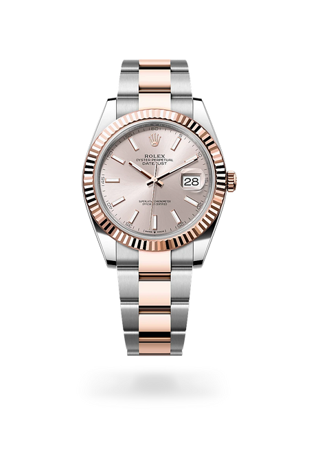 Rolex Datejust 41 in Everose Rolesor - combination of Oystersteel and Everose gold with a Sundust dial, Fluted bezel, Oyster, three-piece solid links bracelet