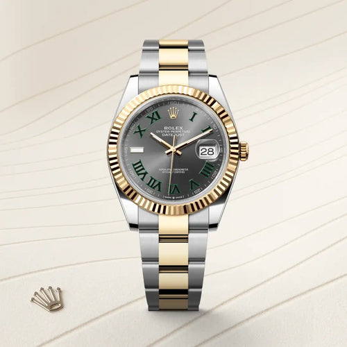 Rolex Datejust 41 in Yellow Rolesor - combination of Oystersteel and yellow gold with a Slate dial, Fluted bezel, Oyster, three-piece solid links bracelet