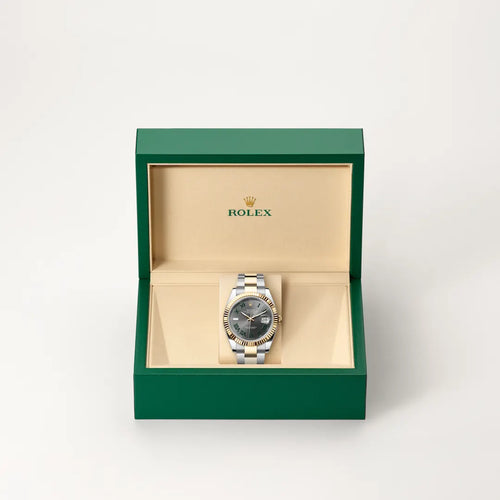 Rolex Datejust 41 in Yellow Rolesor - combination of Oystersteel and yellow gold with a Slate dial, Fluted bezel, Oyster, three-piece solid links bracelet