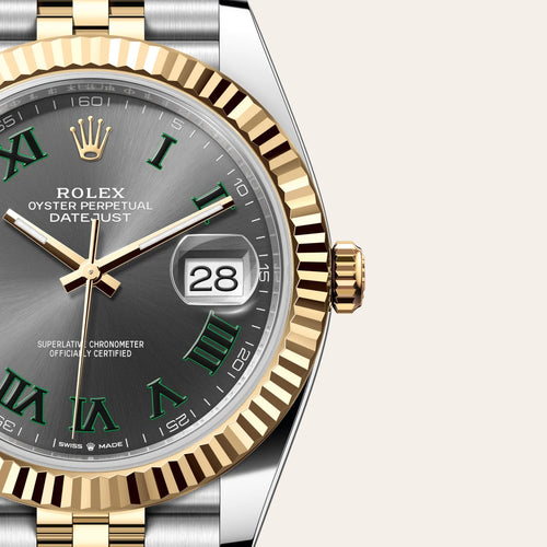 Rolex Datejust 41 in Yellow Rolesor - combination of Oystersteel and yellow gold with a Slate dial, Fluted bezel, Jubilee, five-piece links bracelet