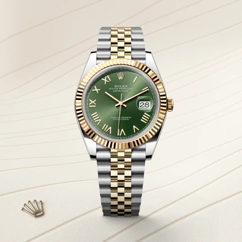 Rolex Datejust 41 in Yellow Rolesor - combination of Oystersteel and yellow gold with a Olive green dial, Fluted bezel, Jubilee, five-piece links bracelet
