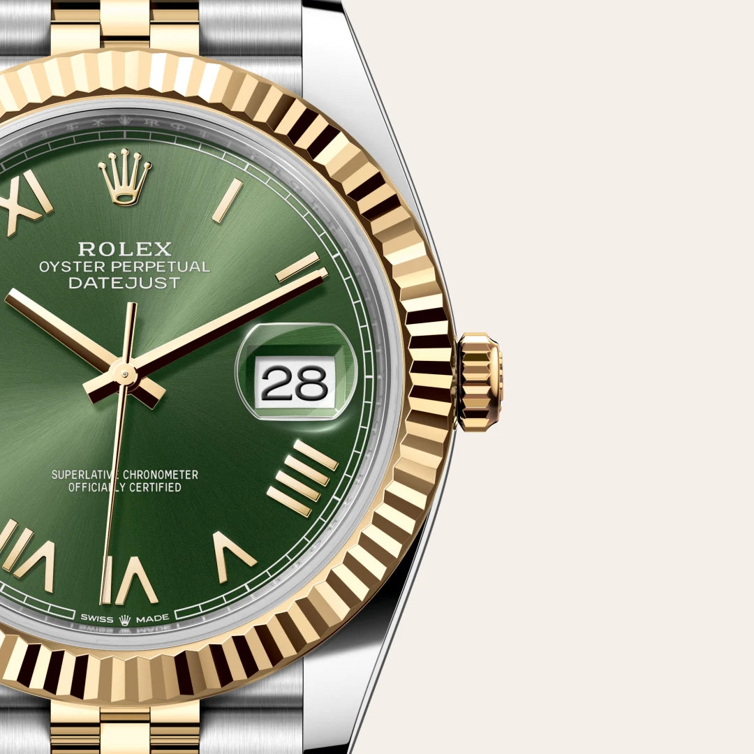 Rolex Datejust 41 in Yellow Rolesor - combination of Oystersteel and yellow gold with a Olive green dial, Fluted bezel, Jubilee, five-piece links bracelet