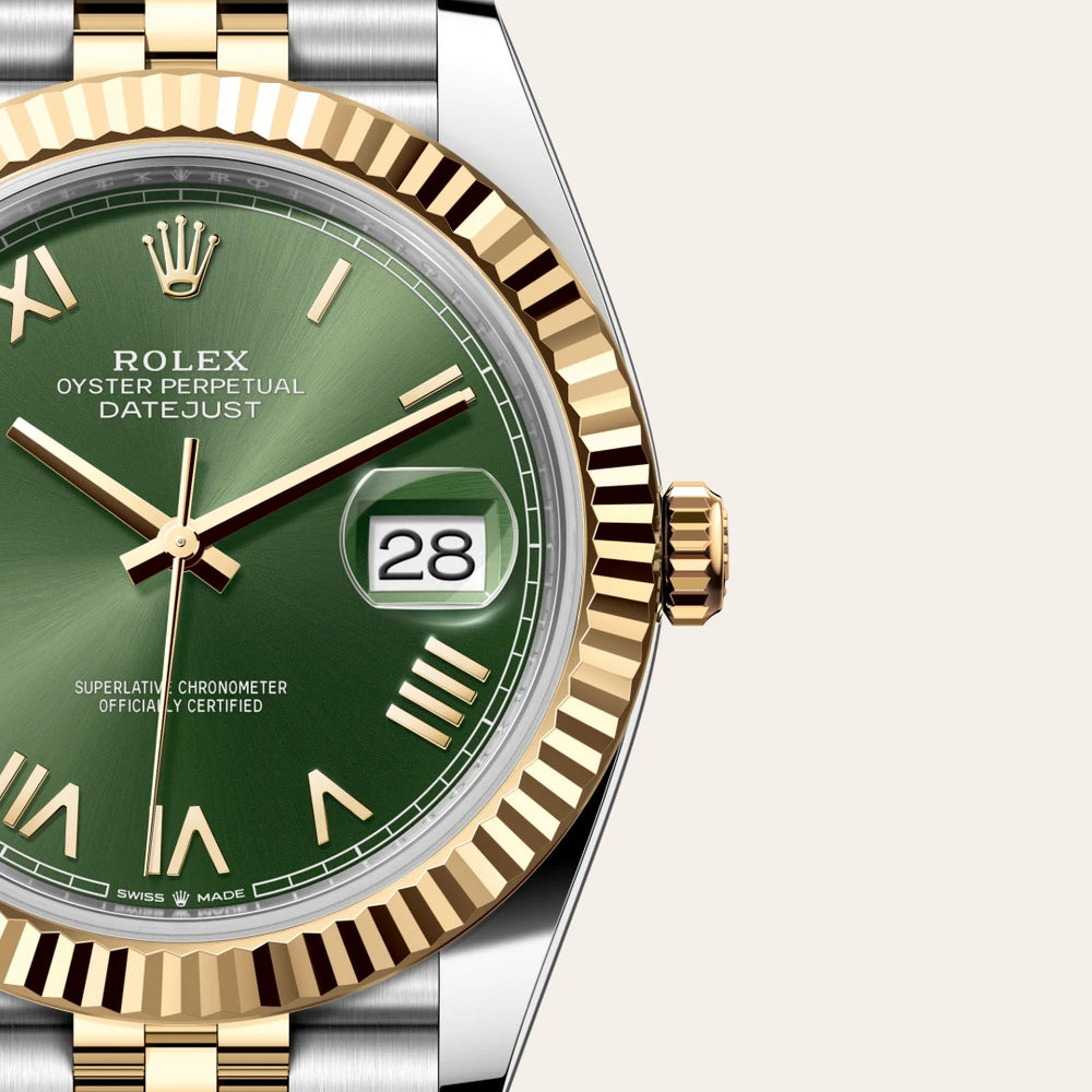 Rolex Datejust 41 in Yellow Rolesor - combination of Oystersteel and yellow gold with a Olive green dial, Fluted bezel, Jubilee, five-piece links bracelet