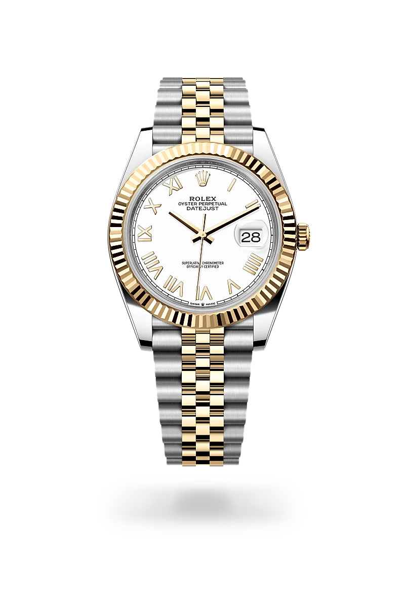 Rolex Datejust 41 in Yellow Rolesor - combination of Oystersteel and yellow gold with a White dial, Fluted bezel, Jubilee, five-piece links bracelet