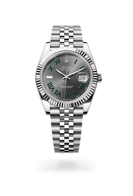 Rolex Datejust 41 in White Rolesor - combination of Oystersteel and white gold with a Slate dial, Fluted bezel, Jubilee, five-piece links bracelet