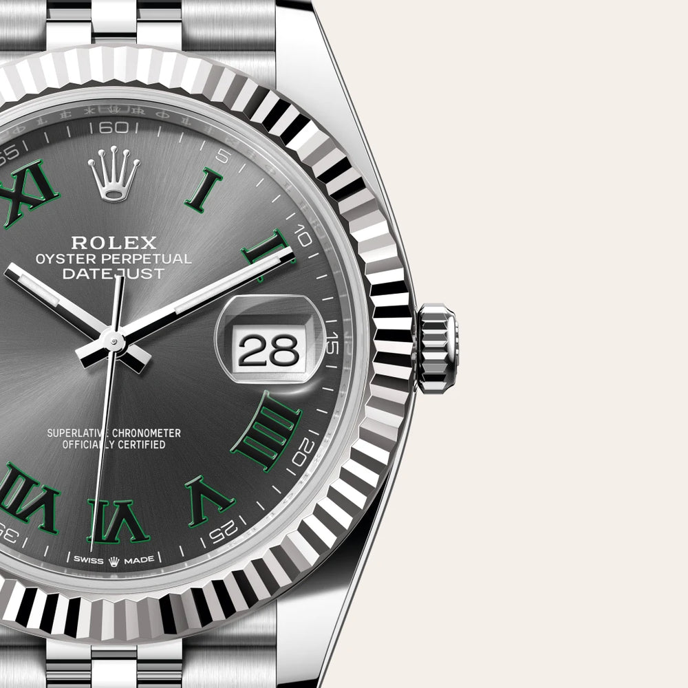 Rolex Datejust 41 in White Rolesor - combination of Oystersteel and white gold with a Slate dial, Fluted bezel, Jubilee, five-piece links bracelet