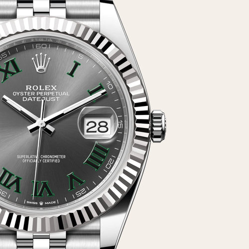Rolex Datejust 41 in White Rolesor - combination of Oystersteel and white gold with a Slate dial, Fluted bezel, Jubilee, five-piece links bracelet