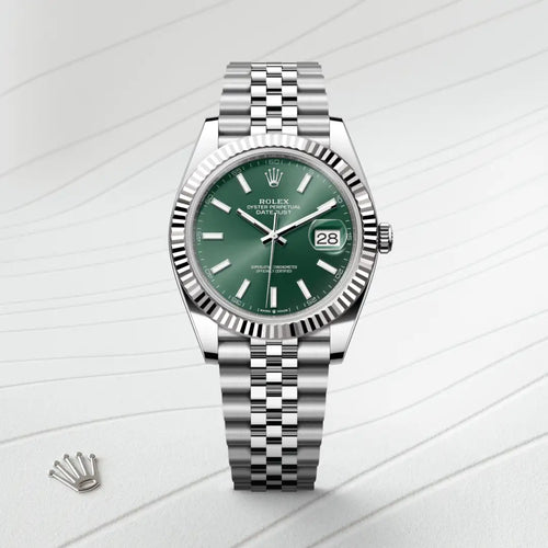 Rolex Datejust 41 in White Rolesor - combination of Oystersteel and white gold with a Mint green dial, Fluted bezel, Jubilee, five-piece links bracelet