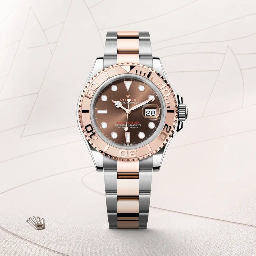 Rolex Yacht-Master 40 in Everose Rolesor - combination of Oystersteel and Everose gold with a Chocolate dial, Everose gold bidirectional rotatable 60-minute graduated with raised numerals bezel, Oyster, three-piece solid links bracelet