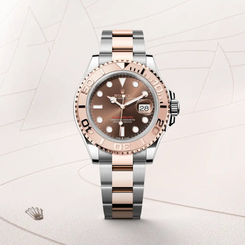 Rolex Yacht-Master 40 in Everose Rolesor - combination of Oystersteel and Everose gold with a Chocolate dial, Everose gold bidirectional rotatable 60-minute graduated with raised numerals bezel, Oyster, three-piece solid links bracelet