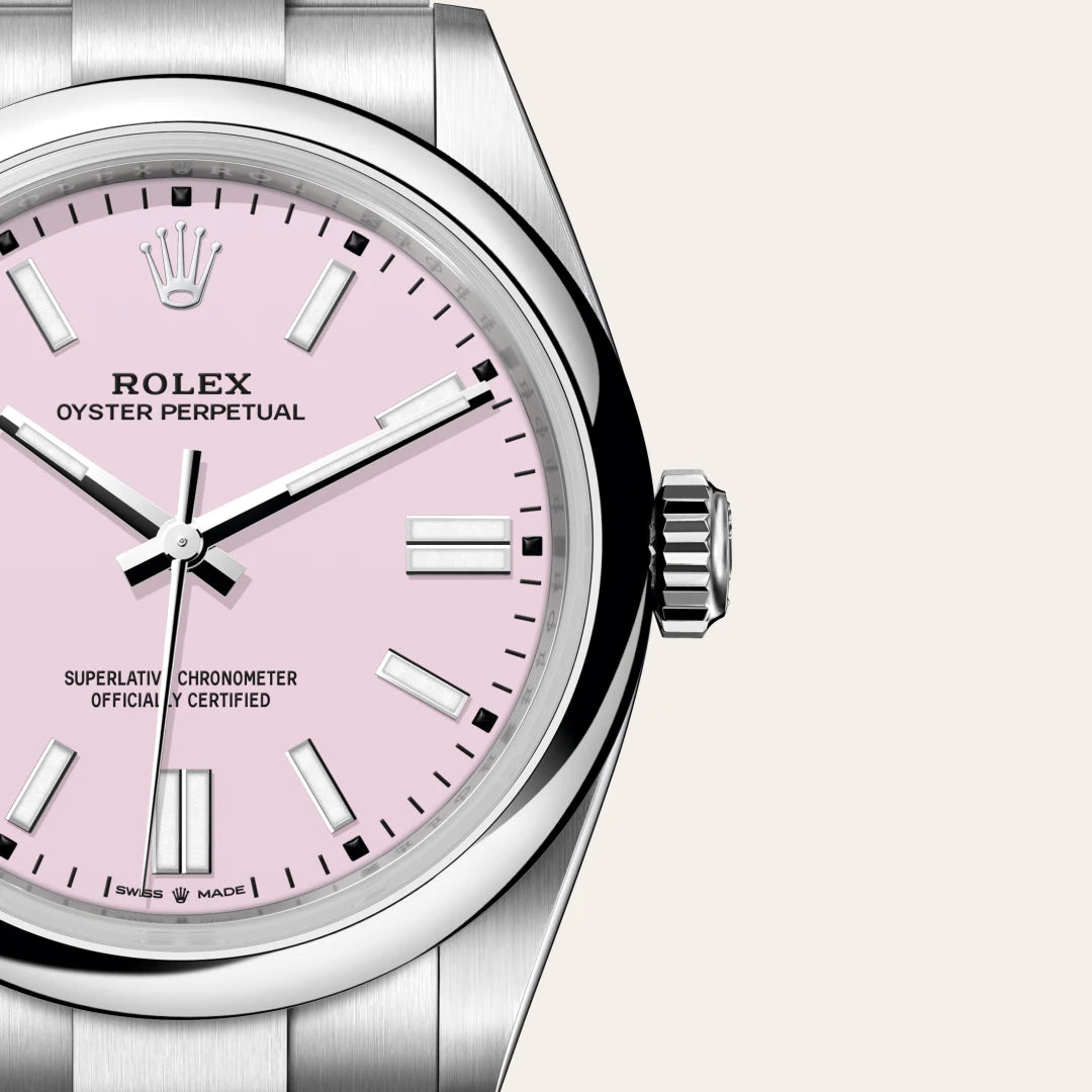 Rolex Oyster Perpetual 41 with a Candy pink dial, Domed bezel, Oyster, three-piece solid links bracelet