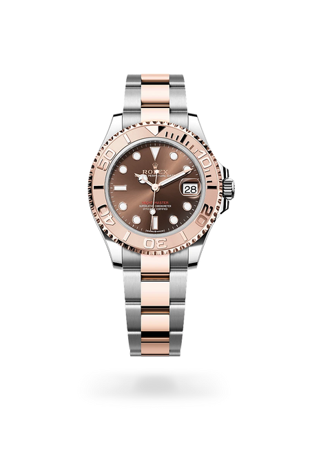 Rolex Yacht-Master 37 in Everose Rolesor - combination of Oystersteel and Everose gold with a Chocolate dial, Everose gold bidirectional rotatable 60-minute graduated with raised numerals bezel, Oyster, three-piece solid links bracelet