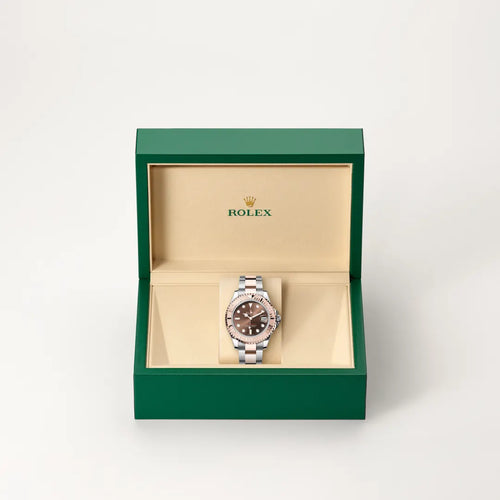 Rolex Yacht-Master 37 in Everose Rolesor - combination of Oystersteel and Everose gold with a Chocolate dial, Everose gold bidirectional rotatable 60-minute graduated with raised numerals bezel, Oyster, three-piece solid links bracelet