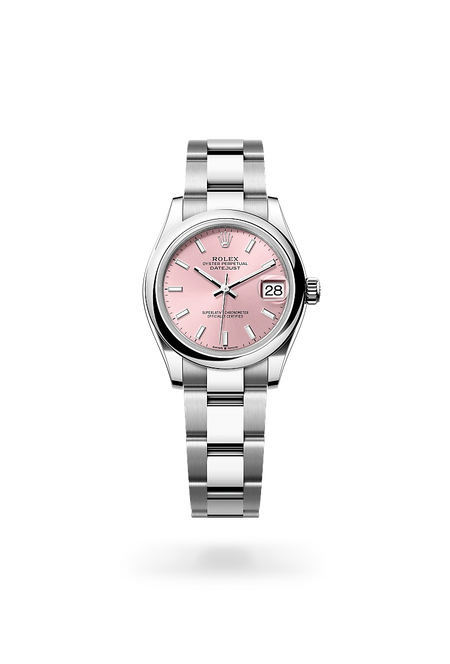 Rolex Datejust 31 in Oystersteel with a Pink dial, Domed bezel, Oyster, three-piece solid links bracelet