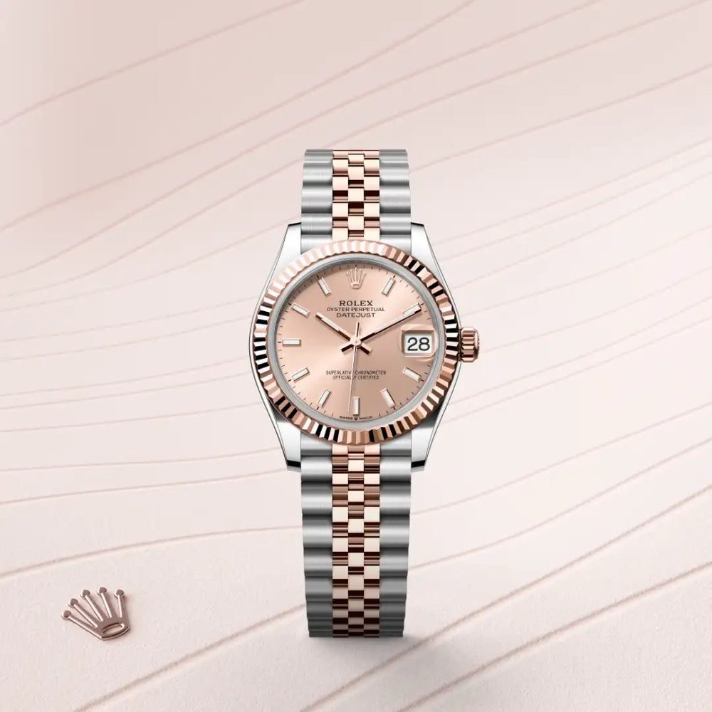 Rolex Datejust 31 in Everose Rolesor - combination of Oystersteel and Everose gold with a Rosé-colour dial, Fluted bezel, Jubilee, five-piece links bracelet