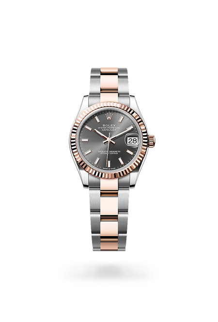 Rolex Datejust 31 in Everose Rolesor - combination of Oystersteel and Everose gold with a Slate dial, Fluted bezel, Oyster, three-piece solid links bracelet