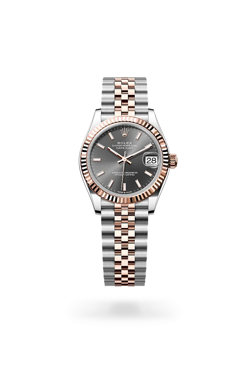 Rolex Datejust 31 in Everose Rolesor - combination of Oystersteel and Everose gold with a Slate dial, Fluted bezel, Jubilee, five-piece links bracelet