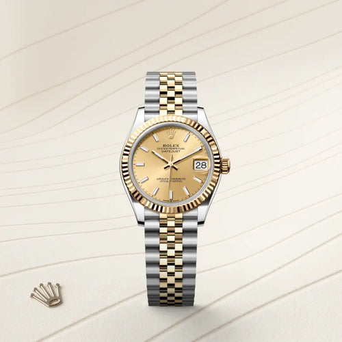 Rolex Datejust 31 in Yellow Rolesor - combination of Oystersteel and yellow gold with a Champagne-colour dial, Fluted bezel, Jubilee, five-piece links bracelet