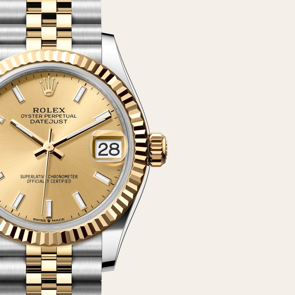 Rolex Datejust 31 in Yellow Rolesor - combination of Oystersteel and yellow gold with a Champagne-colour dial, Fluted bezel, Jubilee, five-piece links bracelet