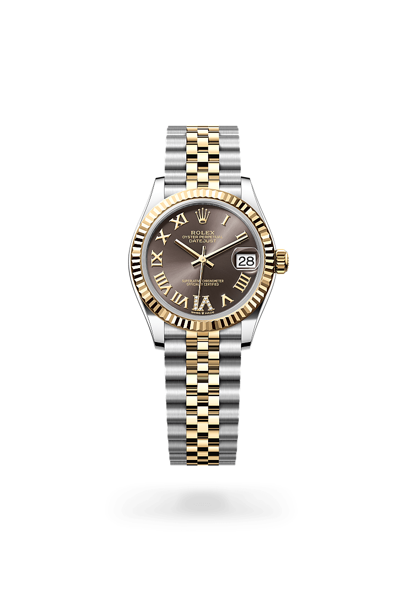 Rolex Datejust 31 in Yellow Rolesor - combination of Oystersteel and yellow gold with a Dark grey set with diamonds dial, Fluted bezel, Jubilee, five-piece links bracelet