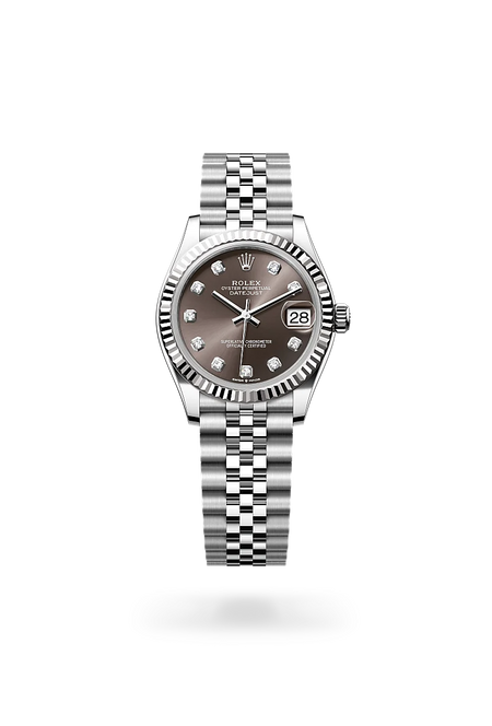 Rolex Datejust 31 in White Rolesor - combination of Oystersteel and white gold with a Dark grey set with diamonds dial, Fluted bezel, Jubilee, five-piece links bracelet