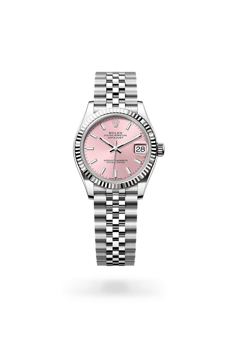 Rolex Datejust 31 in White Rolesor - combination of Oystersteel and white gold with a Pink dial, Fluted bezel, Jubilee, five-piece links bracelet