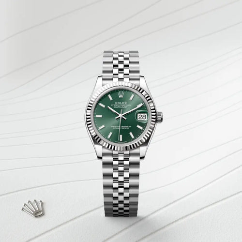 Rolex Datejust 31 in White Rolesor - combination of Oystersteel and white gold with a Mint green dial, Fluted bezel, Jubilee, five-piece links bracelet