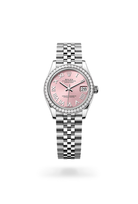 Rolex Datejust 31 in White Rolesor - combination of Oystersteel and white gold with a Pink dial, Diamond-set bezel, Jubilee, five-piece links bracelet