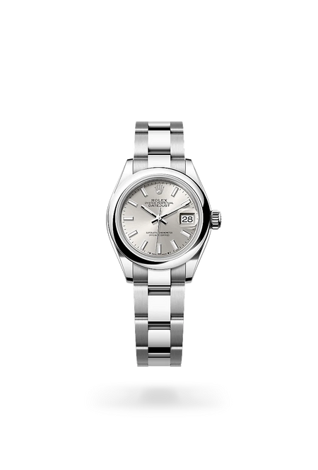 Rolex Lady-Datejust in Oystersteel with a Silver dial, Domed bezel, Oyster, three-piece solid links bracelet
