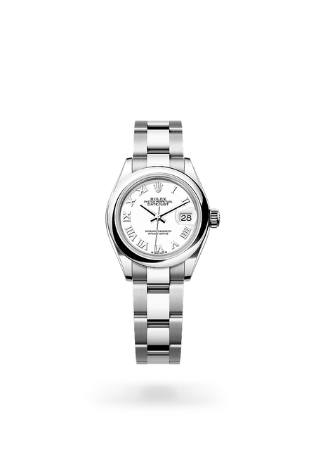 Rolex Lady-Datejust in Oystersteel with a White dial, Domed bezel, Oyster, three-piece solid links bracelet