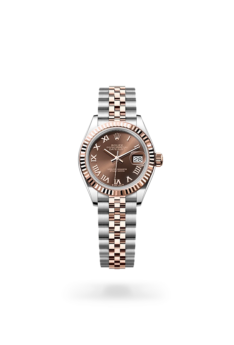 Rolex Lady-Datejust in Everose Rolesor - combination of Oystersteel and Everose gold with a Chocolate dial, Fluted bezel, Jubilee, five-piece links bracelet