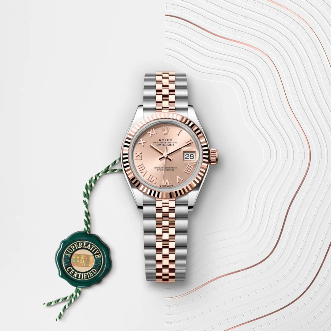 Rolex Lady-Datejust in Everose Rolesor - combination of Oystersteel and Everose gold with a Rosé-colour dial, Fluted bezel, Jubilee, five-piece links bracelet