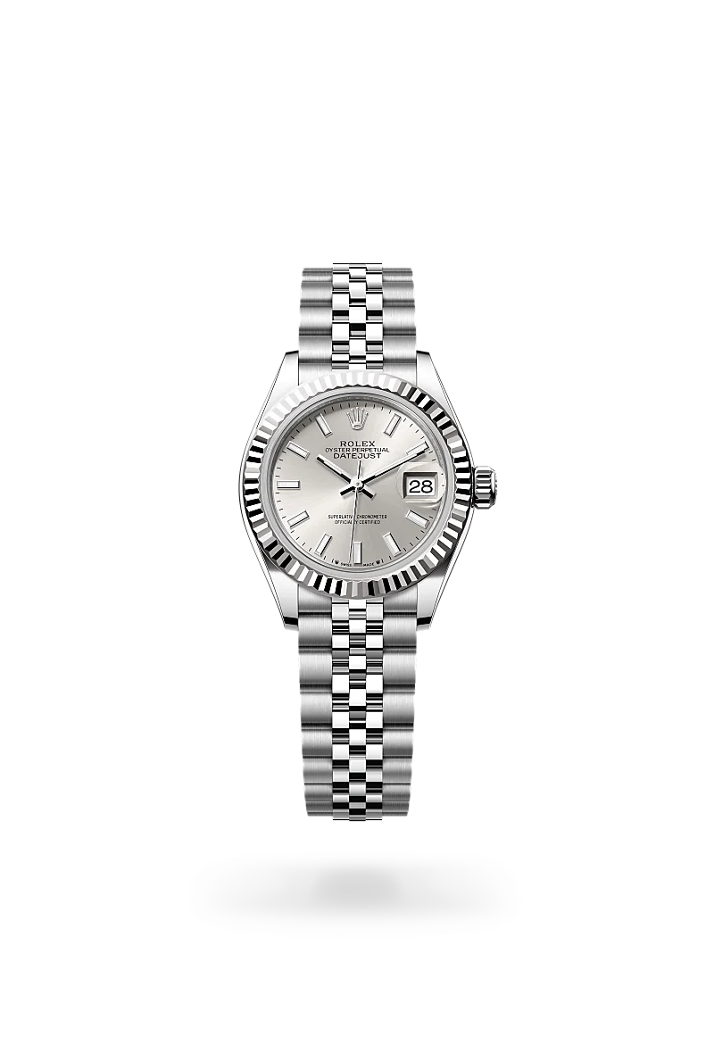 Rolex Lady-Datejust in White Rolesor - combination of Oystersteel and white gold with a Silver dial, Fluted bezel, Jubilee, five-piece links bracelet