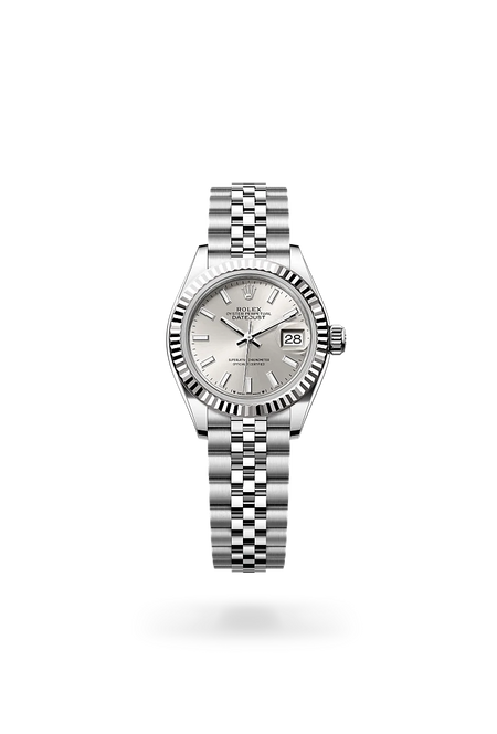 Rolex Lady-Datejust in White Rolesor - combination of Oystersteel and white gold with a Silver dial, Fluted bezel, Jubilee, five-piece links bracelet